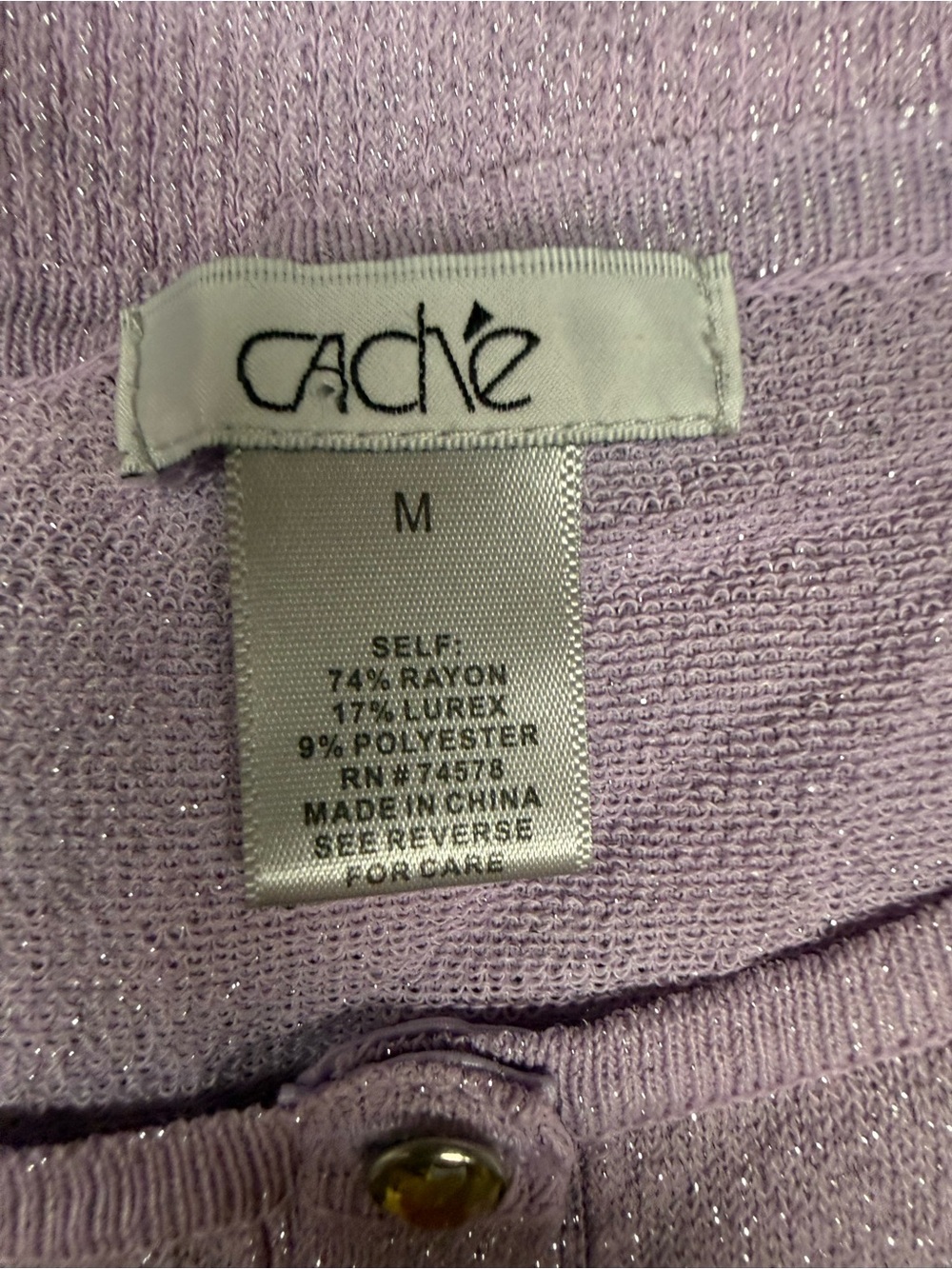 Cache Lilac Long-Sleeve Button Front Top Jewel Buttons Medium - Picture 8 of 8